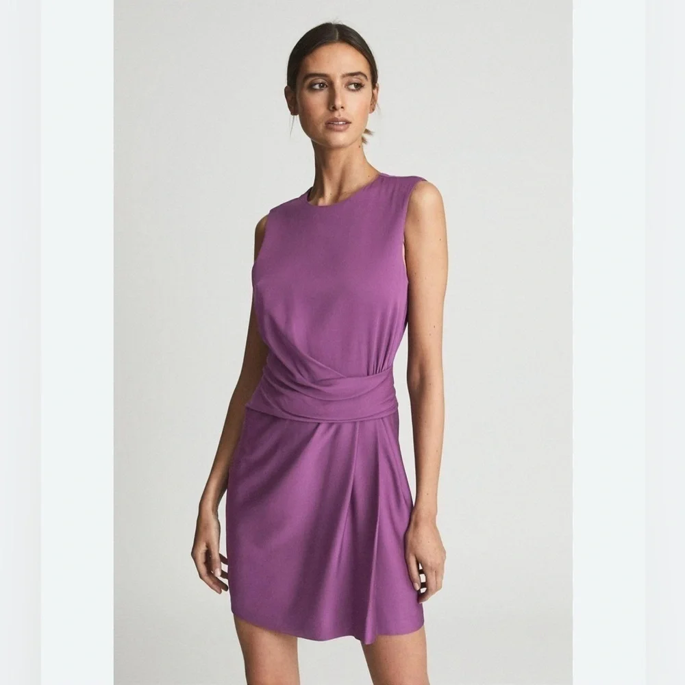 REISS Essie 60s Shift Mini Dress Purple Size 6 NWT - Picture 1 of 10